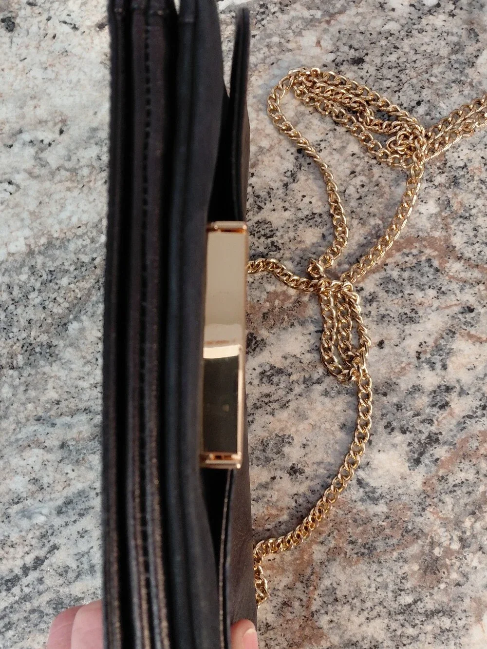 Banana Republic Suede & Leather Pushlock Black Metallic Crossbody Clutch Purse